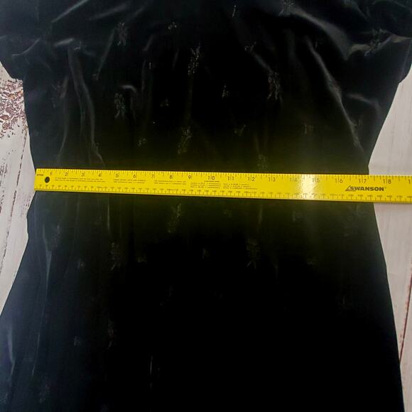 Vtg Molly Malloy 16 Black Crushed Velvet Party Dress Whimsigoth Floral Embossed - Picture 11 of 14